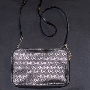 Michael Kors Black MK Logo Crossbody Bag with Chain Strap